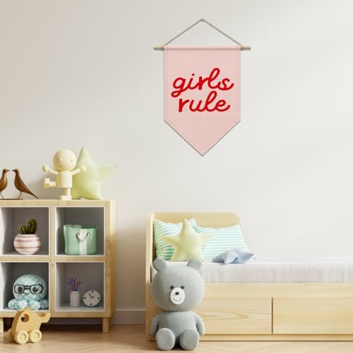 Girls Room Wall Decor, Girls Rule Pennant Hanger Banner - Image 2
