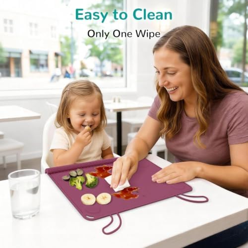 Silicone Placemat for Babygirls Eating-Out: Wipe Clean & Roll up for Outdoor - Image 3
