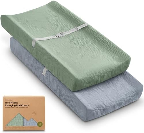 2-Pack Muslin Diaper Changing Pad Covers Boy, Soft Breathable by KeaBabies
