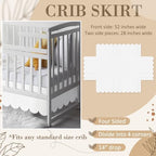 Hahafelt 28 x 52 Inch White Scalloped Crib Skirt, 14 Inch Drop - Image 2