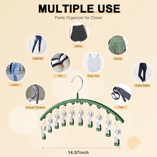 Legging Organizer for Closet, Metal Yoga Pants Hangers 1 Pack w/10 Clips Holds - Image 5