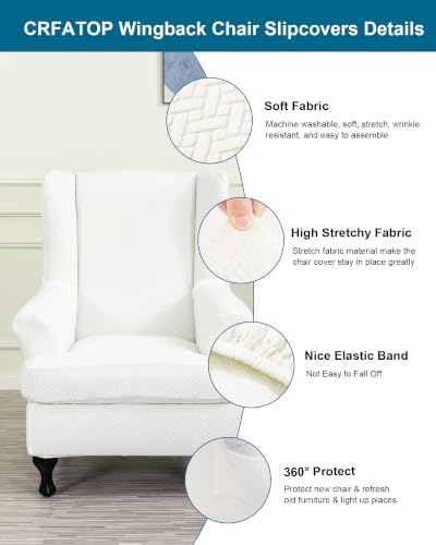 CRFATOP Wingback Chair Covers Wing Armchair Slipcovers - Image 2