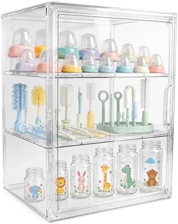 Baby Bottle Organizer, 3 Tiers Adjustable Clear Acrylic Bottles Storage Station by Unknown