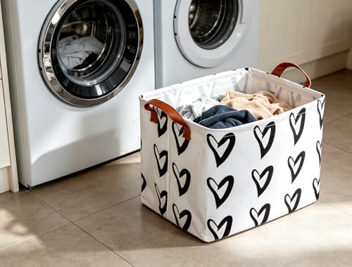 CLOCOR Heart Rectangular Storage Bin, Collapsible Waterproof Books Box - Image 5