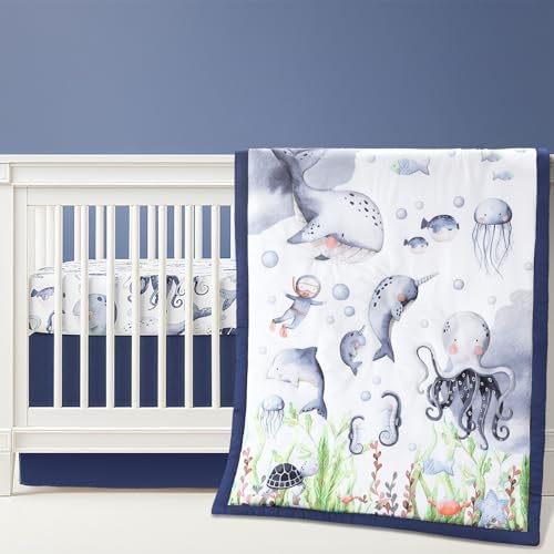 Hahafelt 3 Pcs Nautical Ocean Baby Crib Bedding Set by Hahafelt