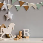 Oudain 2 Pcs Pennant Banner Flags Nursery Garland Triangle, Retro Color - Image 6