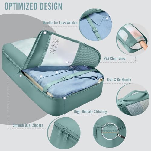 Veken 8 Set Packing Cubes for Travel Essentials, Anti-Wrinkle Buckled Suitcase - Image 4
