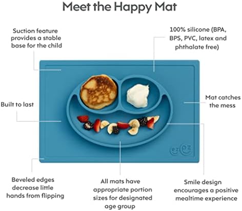 ezpz Happy Mat - 24 Months+ - 100% Silicone Suction Placemat + Divided Plate - - Image 2