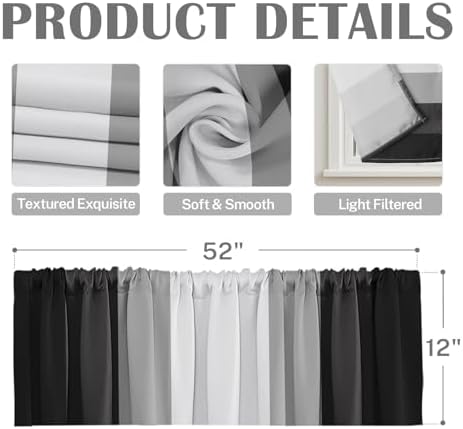 Emvency Valances for Windows, 2 Pack, 52x12 Inch, Geometric Modern - Image 3