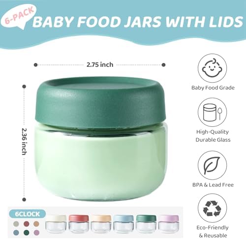 Glass Baby Food Storage Containers, Baby Food Jars, 6 Pack Small Glass - Image 2