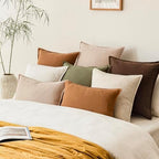 Foindtower Linen Solid Decorative Throw Pillow Covers 26x26 Reddish Brown - Image 7