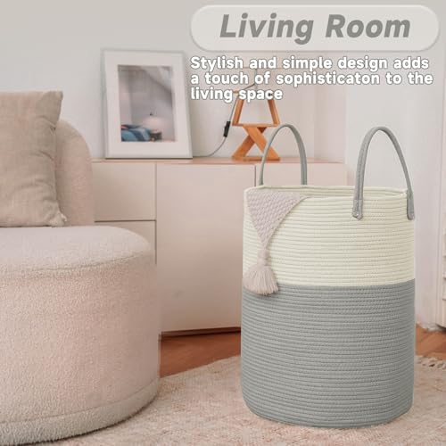 JMvicyroam 100L Cotton Rope Laundry Basket Hamper - Image 3