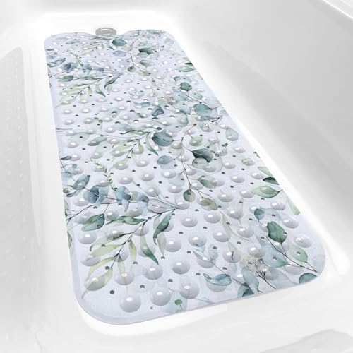 Bathtub Mat Non Slip, 40x16 inch Bath and Shower Safety Mats, Watercolor Green - Image 2