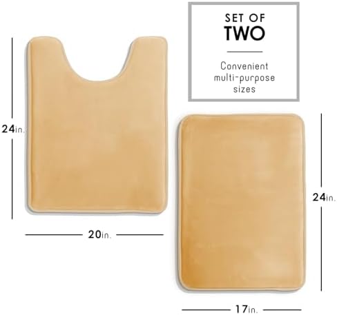 Clara Clark 2 Piece Bathroom Rugs, Velvet Memory Foam Bath Mat Set, Non-Slip - Image 2