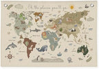 Wheatwin Playroom Decor, World Map Banner by Wheatwin