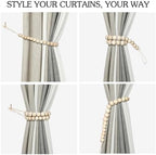 Hion 2-Pack Curtain Tiebacks, Curtain Holdbacks, Boho Wood Bead Tie Backs - Image 4