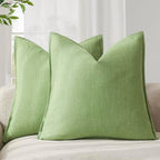 Foindtower Linen Solid Decorative Throw Pillow Covers 24x24 Inch Lime Green by Foindtower