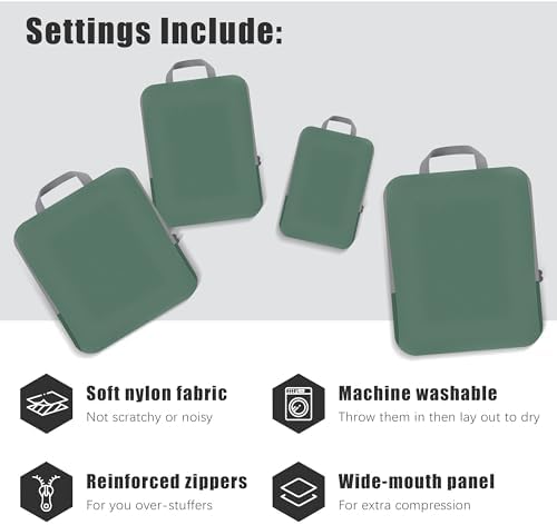PANDA JOYS 4 Set Compression Packing Cubes Travel - Image 3