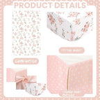 Hahafelt 3 Pcs Pink Floral Baby Crib Bedding Set - Image 3