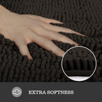 Yeaban Chenille Chocolate Brown Bathroom Runner Rug 17"x47" - Image 2