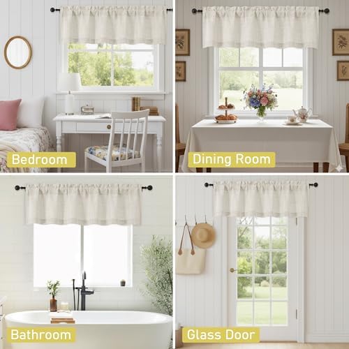 Natural Valances for Windows, Light Filtering Faux Linen Textured Small Short - Image 6