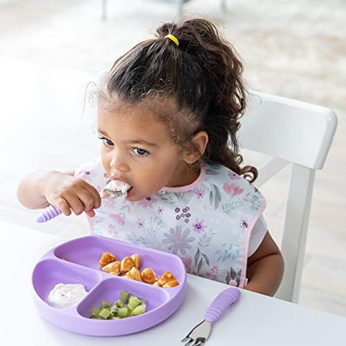 Bumkins Toddler Utensils, Kids Size Fork and Spoon Set, Silicone and - Image 3