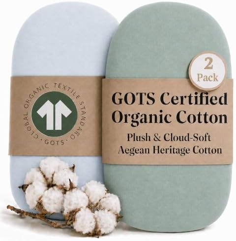 2-Pack GOTS 100% Organic Cotton Bassinet Sheets by Purityfromthefirstsleep