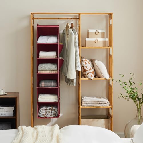 YOUDENOVA Hanging Closet Organizer and Storage, Dark Red - Image 4