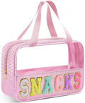 Sanwuta Seersucker Snacks Bag Chenille Letter Clear Makeup Bag by Sanwuta