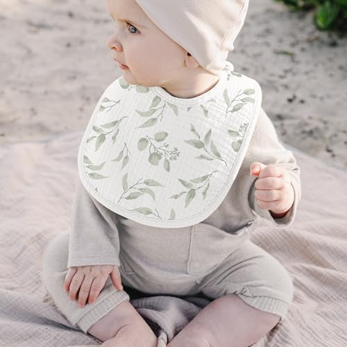 Konssy 8-Pack Muslin Baby Bibs, Adjustable Fit - Image 6