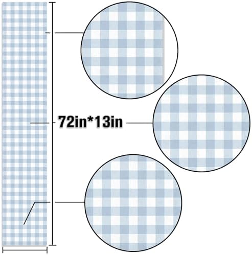 Dusty Blue Gingham Table Runner Blue Checkered Boy Girl Baby Shower Birthday - Image 3