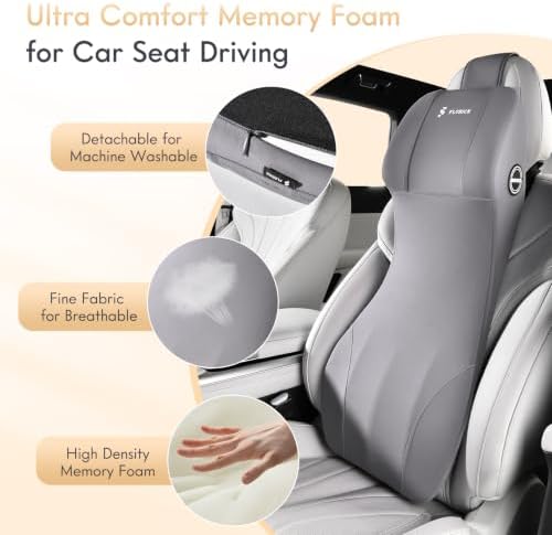 FLORICH Memory Foam Car Seat Cushion and Lumbar Support Headrest Pillow - Image 5