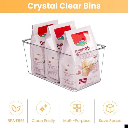 YIHONG 4 Pack Clear Storage Bins, Pantry Organizer Bins - Image 4