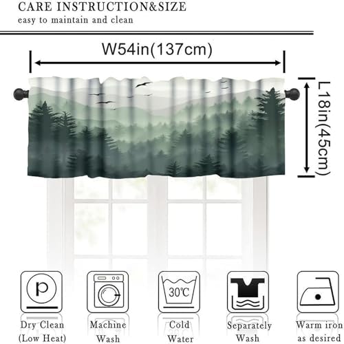 Forest Valance Curtain for Kitchen, Window Treatment Watercolor Green Forest - Image 2