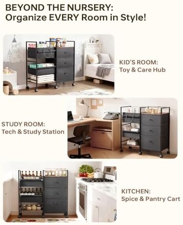 2in1 Baby Diaper Caddy Organizer and Storage Cart - Image 6