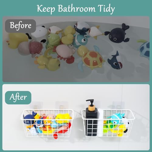Metal Bath Toy Holder, Hanging Bathtub Toy Storage, Wall Mounted Bath Tub Baby - Image 5