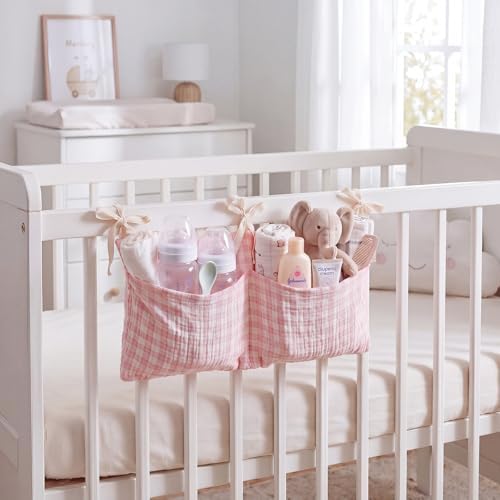 Gingham Crib Hanging Organizer Gingham Diaper Bag Organizer Playpen Organizers - Image 6