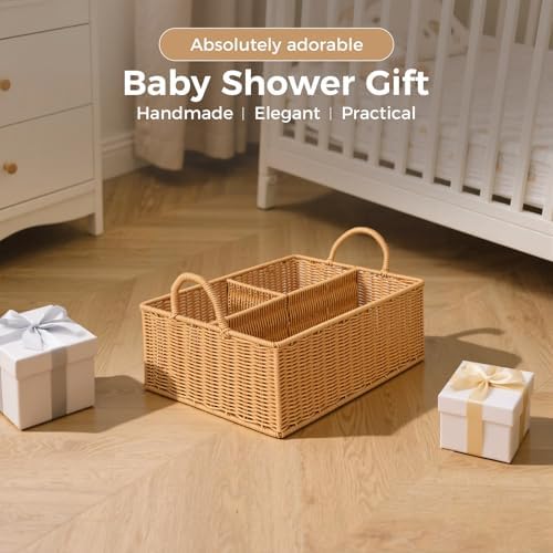 Rattan Diaper Caddy Organizer Changing Table Organizer - Image 7
