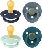 BIBS Pacifiers - Colour 4 Pack | Round Nipple Baby Pacifier | BPA Free Natural by BIBS