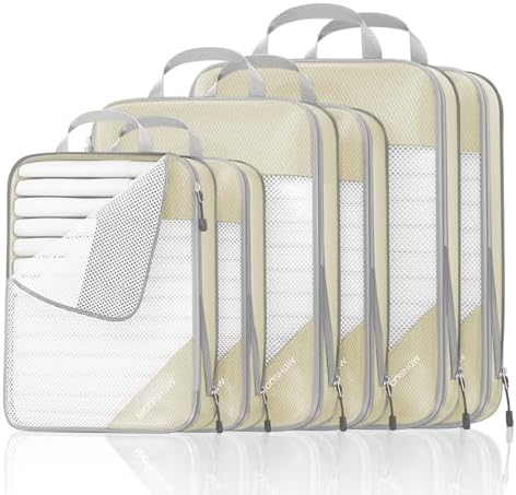 NICOSHOW Compression Packing Cubes 6 Set, Compressible Space-Saving Packing by NICOSHOW