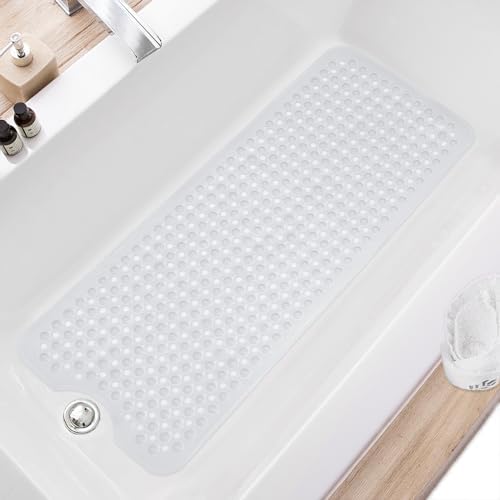 TEESHLY Bath Tub and Shower Mats, Non Slip 40 x 16 Inch Extra Long Bathtub Mat by TEESHLY