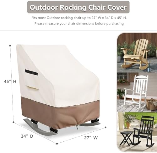 Rocking Chair Cover 2 Pack, 600D Heavy Duty Waterproof and Sunproof Patio - Image 2