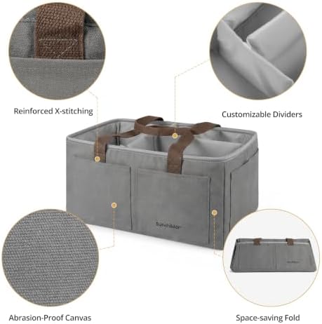Large Canvas Baby Diaper Caddy Organizer - Image 3