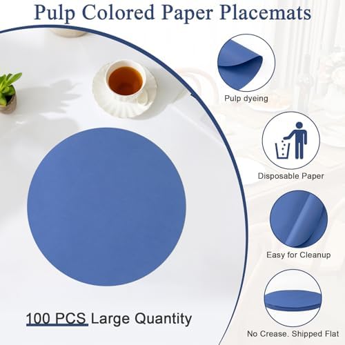 SHACOS 100 pcs Round Paper Placemats Disposable 13 inch Colored Paper - Image 3