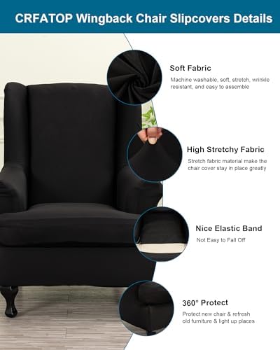 CRFATOP Wingback Chair Covers Wing Armchair Slipcovers - Image 2