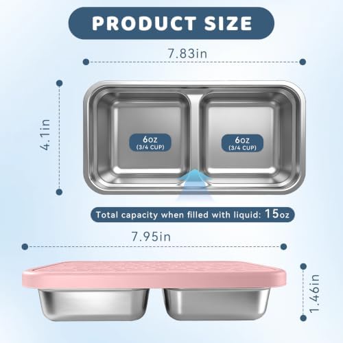 15 oz Snack Containers for Kids, Stainless Steel Lunch Box 3 Pack - Image 2