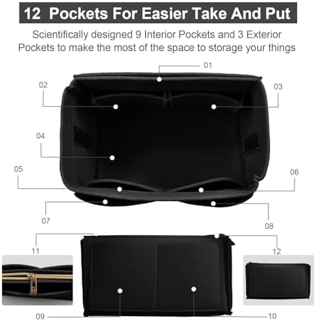 OMYSTYLE Purse Organizer Insert, Felt Tote Bag Organizer Insert - Image 3