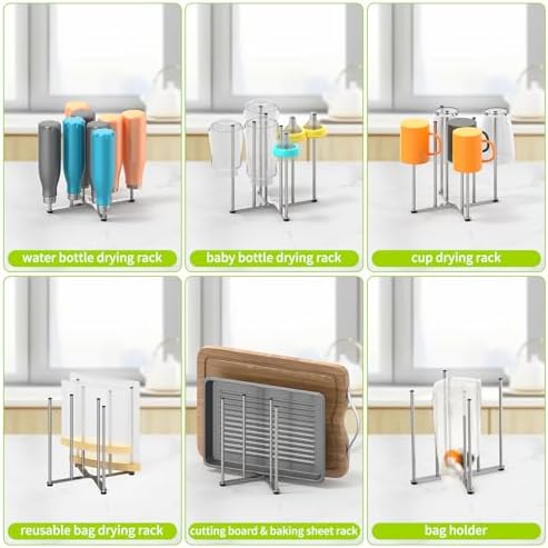 Reusable Bag & Bottle Drying Rack, Collapsible Countertop Organizer - Image 3