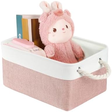 Storage Bins with Sturdy Cotton Handles, Fabric Storage Baskets by LordCom