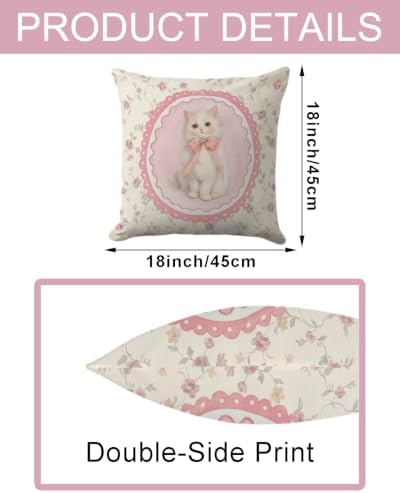 White Cat Pillow Cover 18x18 - Image 6
